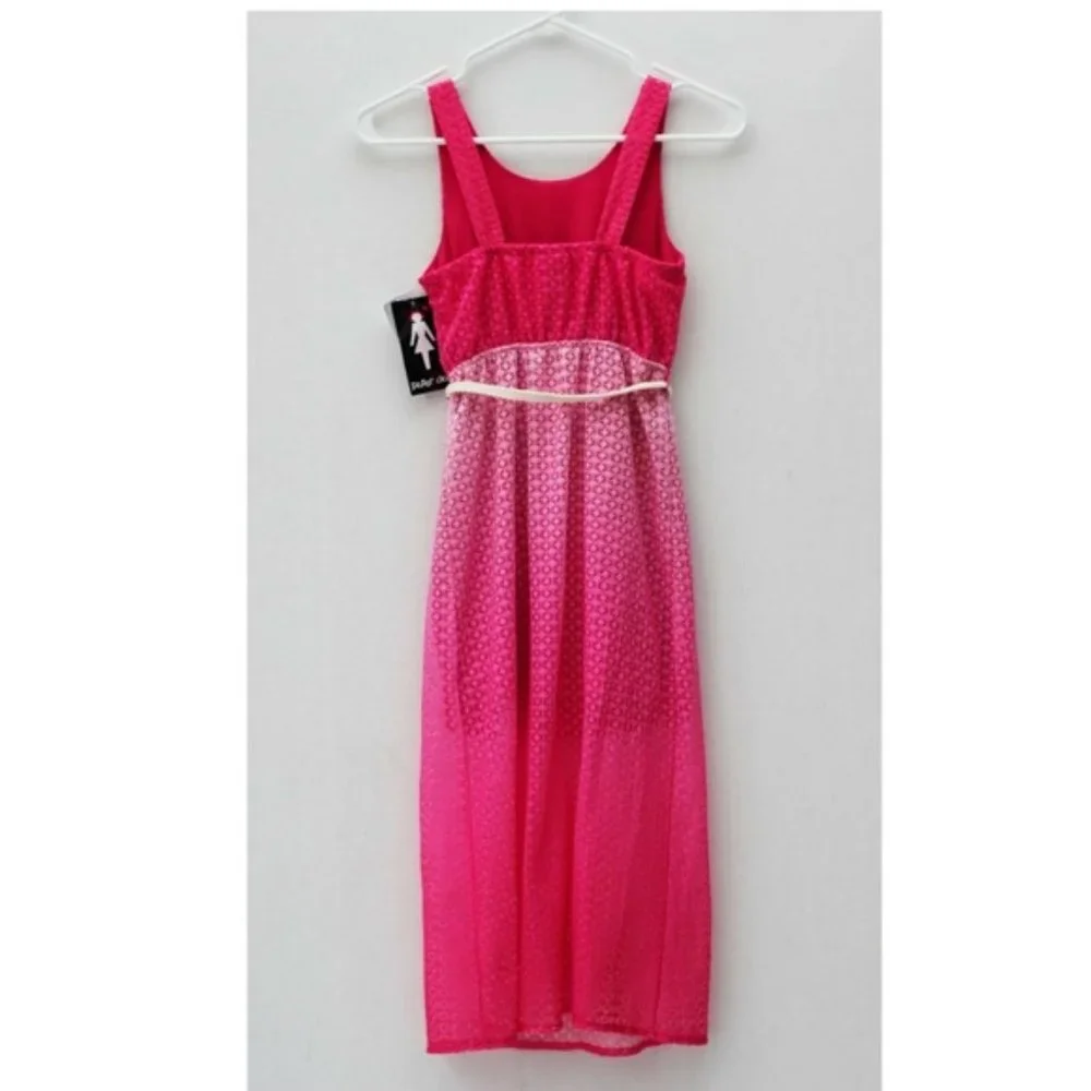 Paper Doll Maxi Girl's Dress with Braided Belt Fuchia Size 7